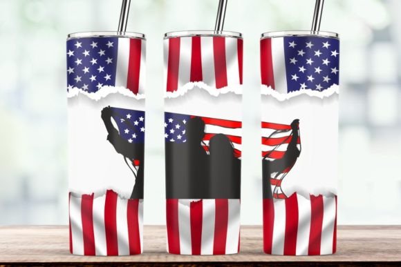 4th of July American Flag Tumbler Design: Graphics for Crafts & Local Branding