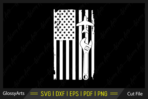 Airplane Mechanic American Flag SVG Graphics for Crafts
