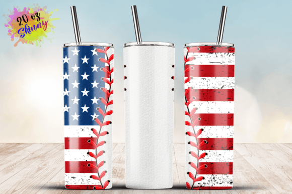 American Flag Baseball White Leather Graphics