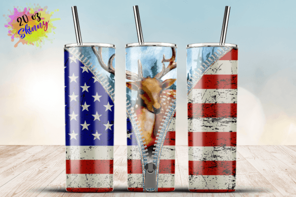 American Flag Camo Deer Hunting Zipper Graphics