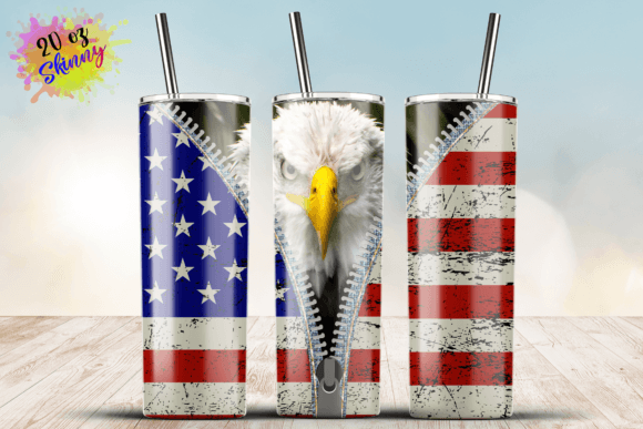 American Flag Eagle Zipper 20oz Wrap: Graphics for Crafts & Brand Impact