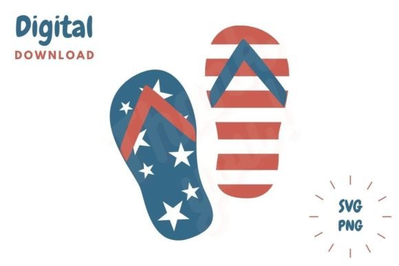American Flag Flip Flops SVG PNG: Graphics for Crafts & Content