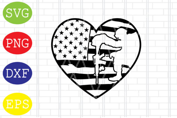 American Flag Heart Graphic for Crafts and Branding