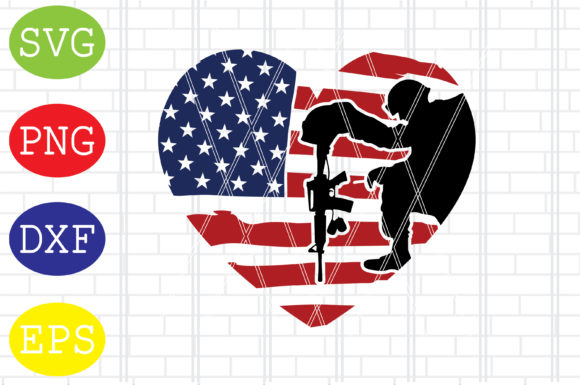 American Flag Heart with Soldier Svg