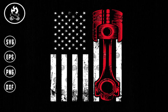American Flag Piston Muscle Car Svg