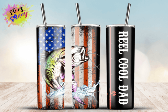 American Flag Reel Cool Dad Fishing 20oz Graphics