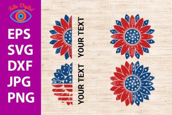 American Flag Sunflower Bundle: Graphics & Crafts