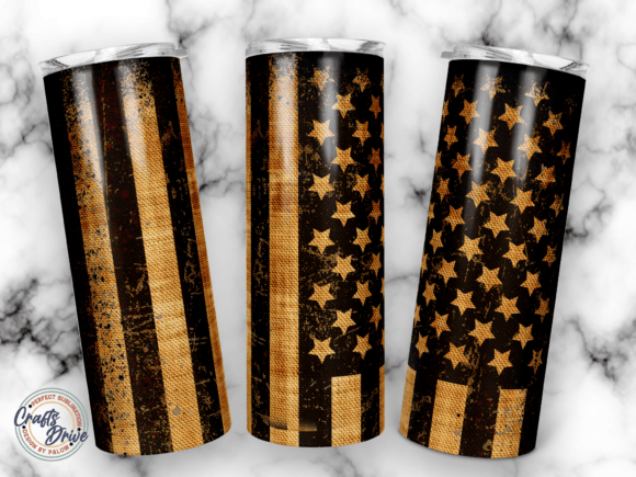 American Flag Thin Line Tumbler 20oz PNG for Crafts & Graphics