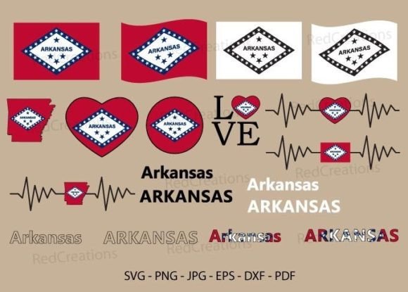 Arkansas State Flag SVG Bundle, Map