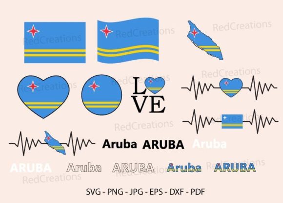 Aruba Flag Bundle SVG: Graphics for Local Crafts & Branding