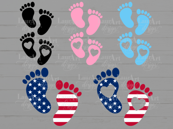 Baby Foot Print American Flag 4th July
