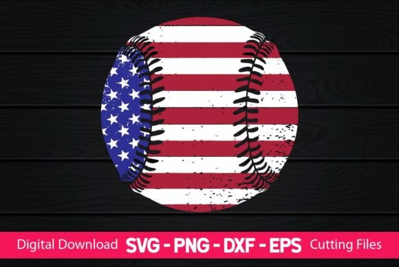 Baseball American Flag Graphics for Crafts