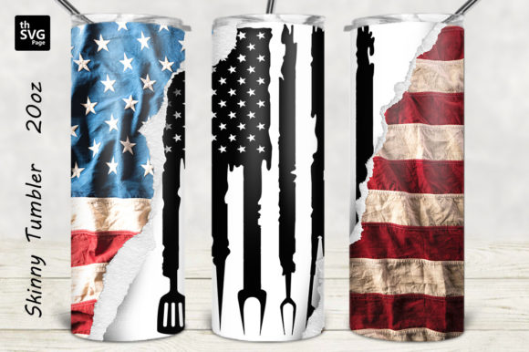 BBQ American Flag Tumbler Design