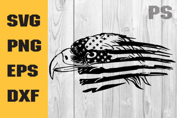 Eagle with American Flag Graphics for Crafts