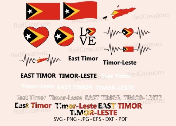 East Timor Flag Graphics for Crafts