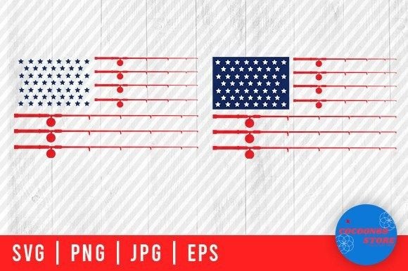 Fishing Rod and American Flag SVG: Graphics for Crafts Sellers