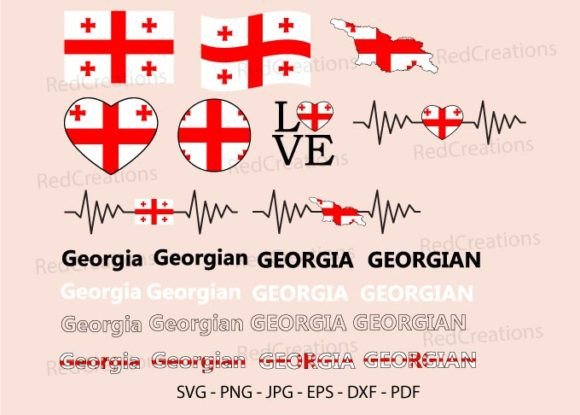 Georgia Flag Svg Bundle, Love, Heart Graphics for Crafts