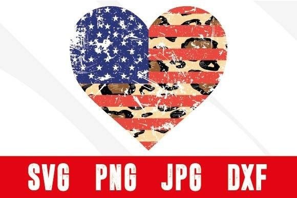 Heart American Flag Leopard Print SVG: Graphics for Crafts