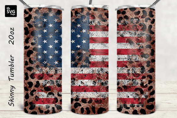 Leopard American Flag Tumbler Designs: Graphics for Crafts