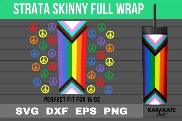 LGBTQ Peace Flag 16 Oz Strata Skinny SVG for Crafts & Graphics