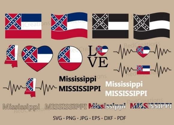 Mississippi State Flag SVG Bundle: Graphics for Local Crafts