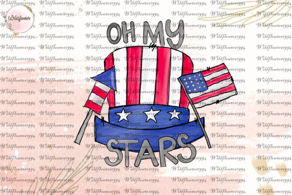 Oh My Stars Patriotic Hat USA Flag Graphics for Crafts