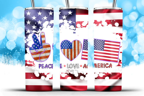 Peace Love American Flag Graphics for Crafts