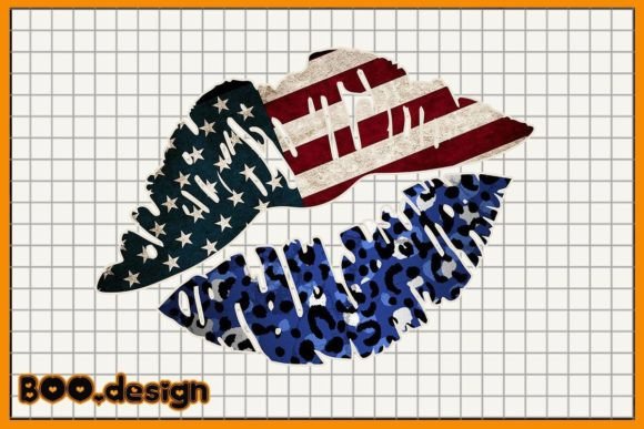 Retro Flag Lips America Graphics for Crafts