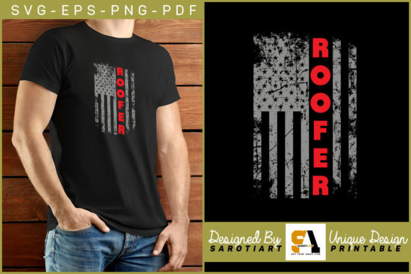 Roofer with USA Flag Design Graphics for Crafts