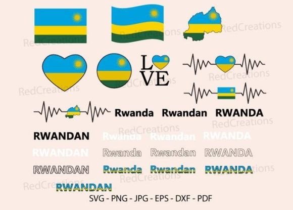 Rwanda Flag Bundle SVG: Graphics for Local Crafts
