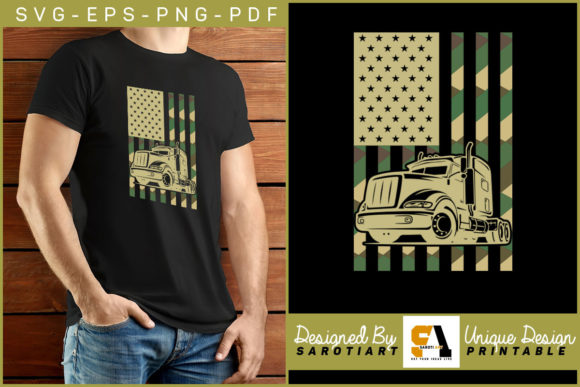 Truck Driver with USA Flag Sublimation Graphics