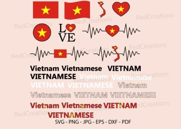 Vietnam Flag Bundle SVG: Graphics for Crafts