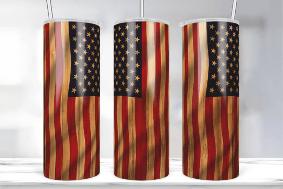 Wood American Flag Design Tumbler Wrap: Graphics for Crafts